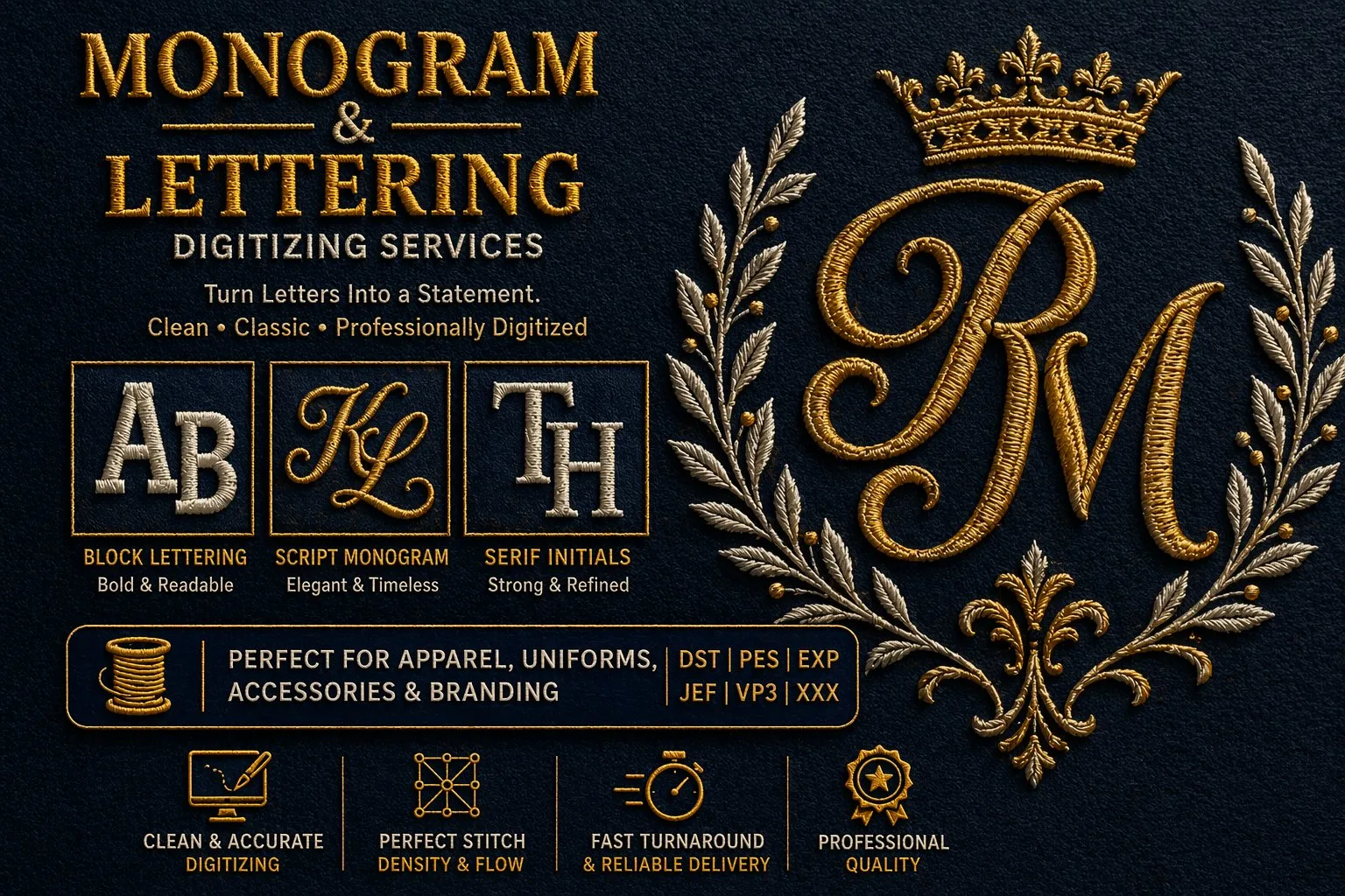 Monogram Lettering Digitizing
